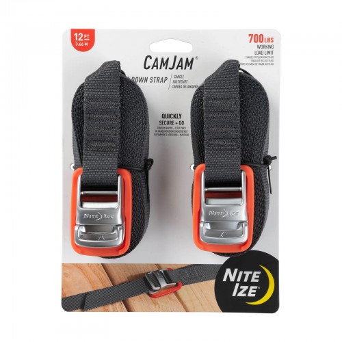 NiteIze CamJam Tie Down Strap 12 ft - 2 Pack CJWR12-09-2R6 Orange/Black